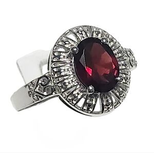 2.00 ct Garnet Sterling Silver Filigree Ring size 7
